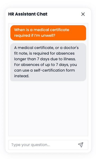 HR Assistant Chatbox Example