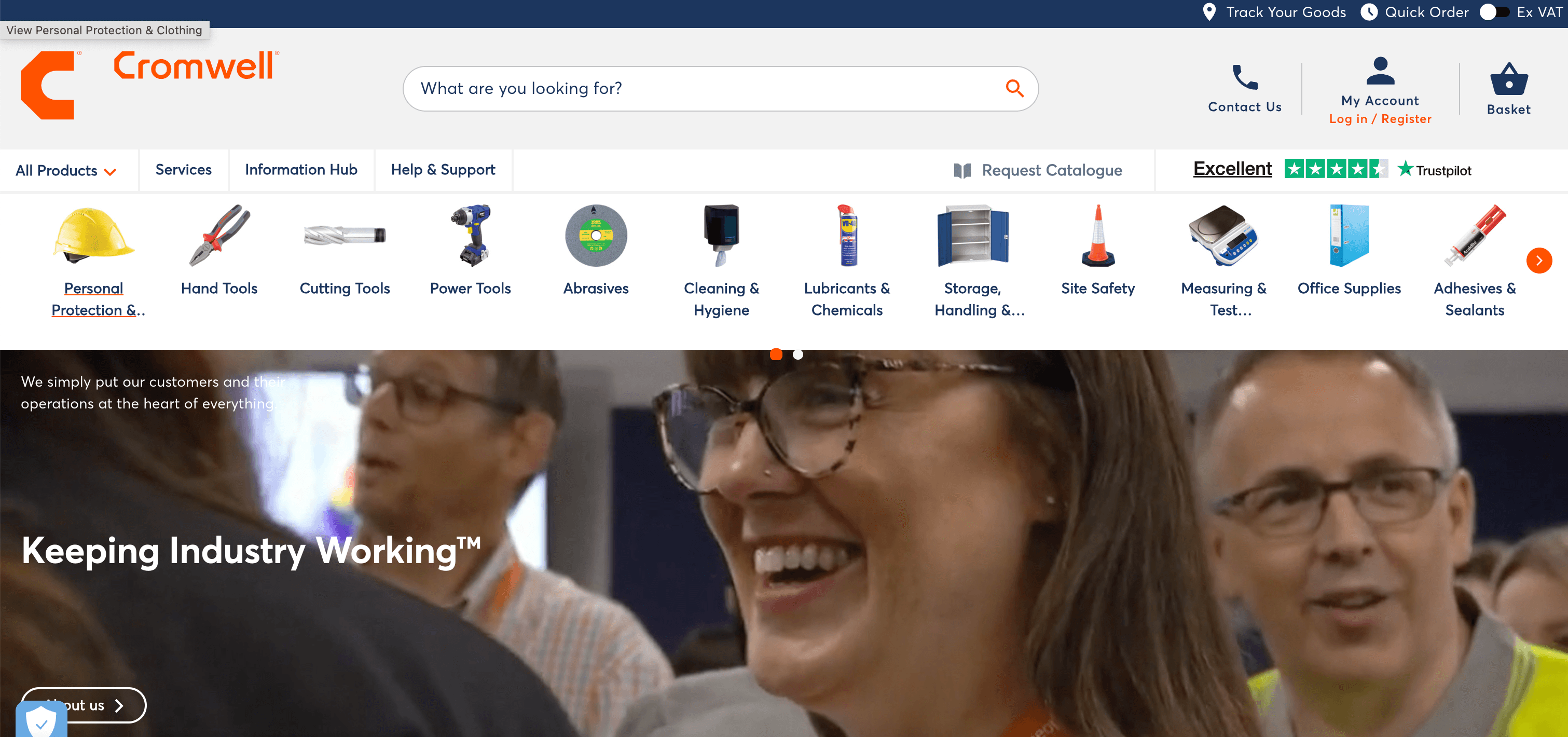 Cromwell Tools ecommerce platform shown on desktop